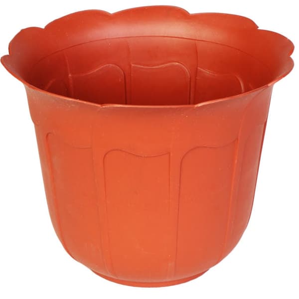 Blomformad trädgårdskruka 18cm - Tegelfärg