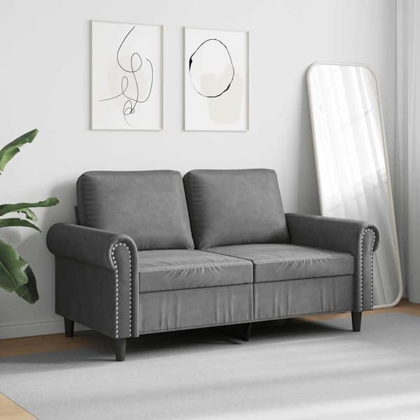 vidaXL 2-sitssoffa mörkgrå 120 cm klädd i sammet