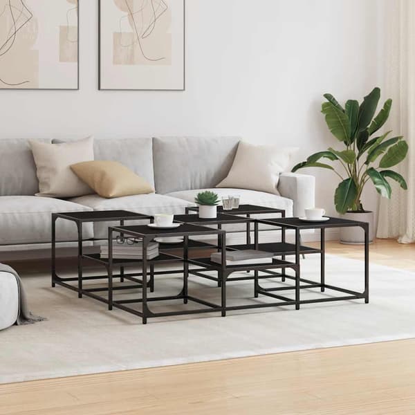 vidaXL sofabord, sort, 121x121x40 cm, træbaseret materiale