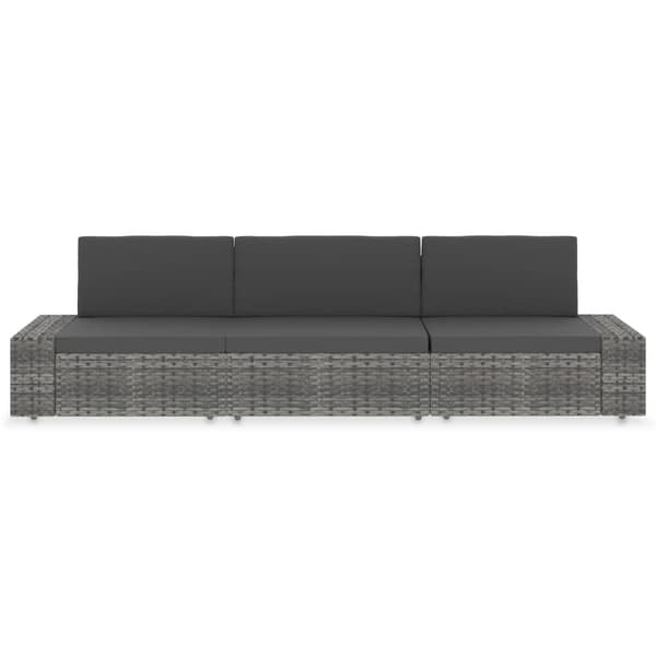 vidaXL 3-istuttava modulaarinen sohva, PE-rottinki, harmaa