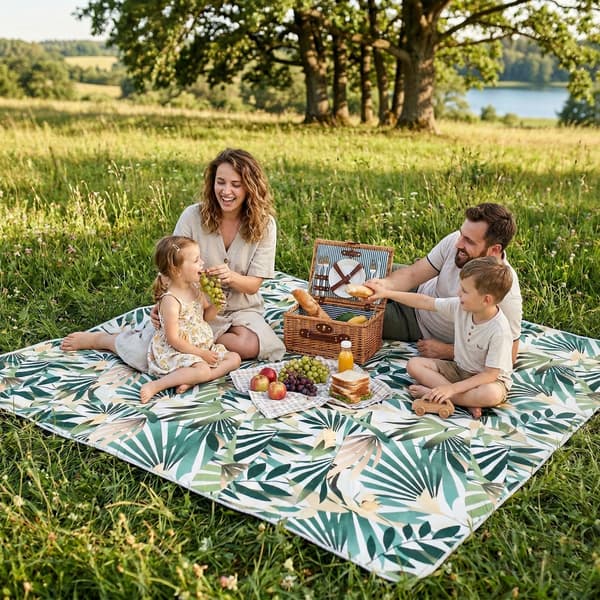 Picknickfilt - strand - bomull - "Eukalyptus" 180x200 cm