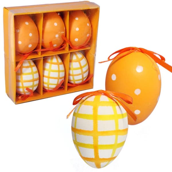 Julhängen orange påskägg 7 cm 6 stycken set