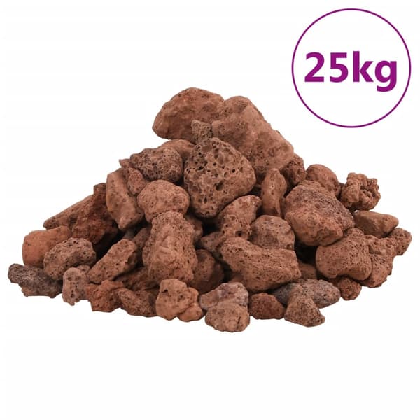 vidaXL Vulkansten, 25 kg, Röd, 1-2 cm