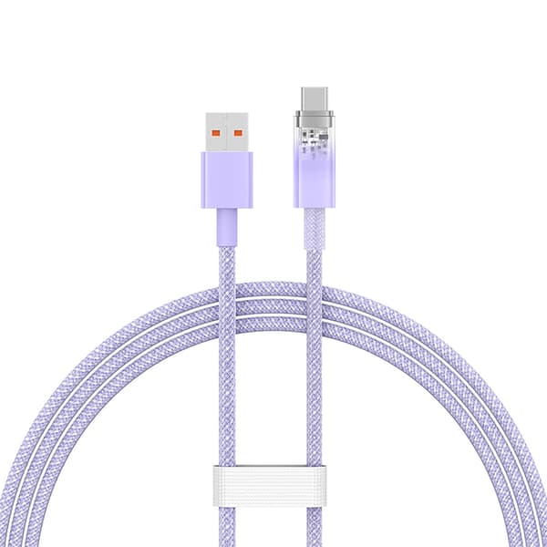 Explorer-kabel med temperatursensor USB-A USB-C 100W 1m - Lila