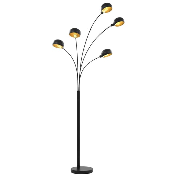 vidaXL gulvlampe, 200 cm, 5 x E14, sort og guld