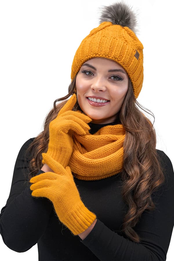 Vivisence 7014R honungsgula UNI stickade vantar