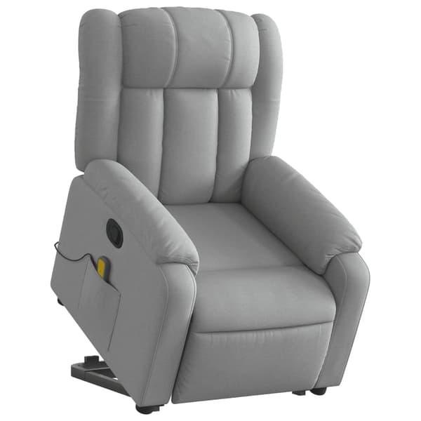 vidaXL Lyftbar massagefåtölj ljusgrå tyg
