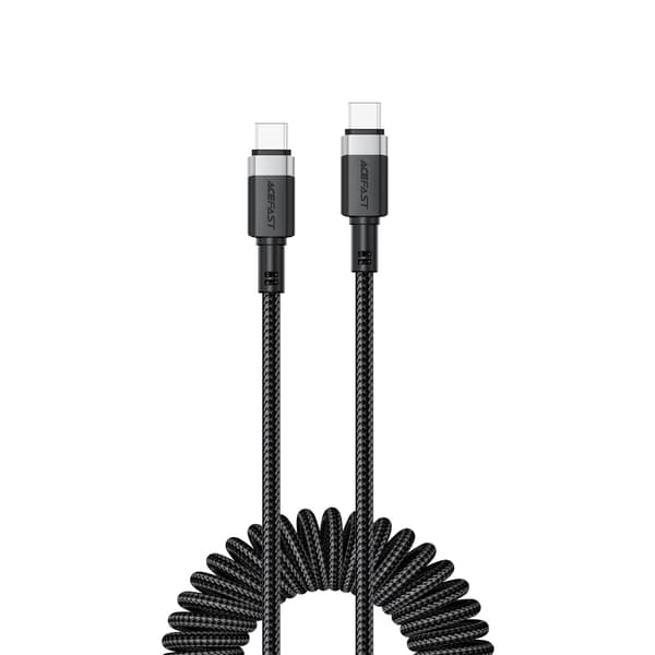 Spiralkabel USB-C - USB-C 480Mb/s 3A 1,2m - sort