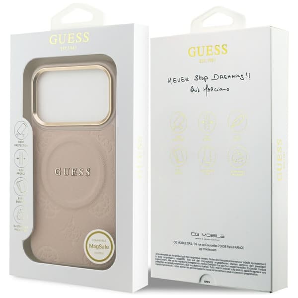 Guess Peony Hot Stamp MagSafe-etui til iPhone 17 Pro i lyserødt