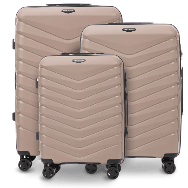 Set med 3 Wings PHOENIX 2.0 polypropylen resväskor CHAMPAGNE