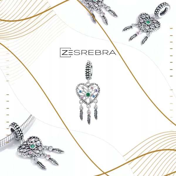 Charms Hjerte drømmefanger sølv pr 925 perle perler hjerte zirkoner