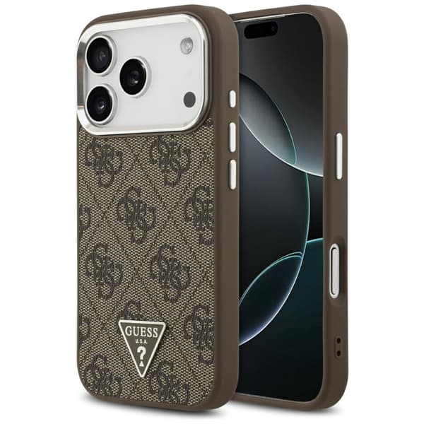 Guess 4G Triangle Logo MagSafe-etui til iPhone 17 Pro brun sølv