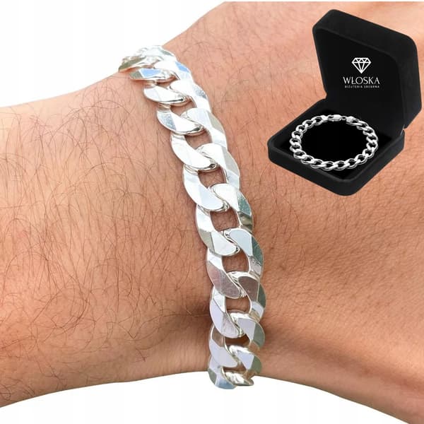 TYK Sølv Herrearmbånd 925 SØLV Armbånd 12mm/22cm Rustning