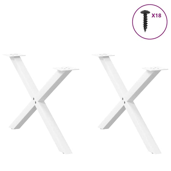 vidaXL X-formade soffbordsben 2 st vit stål