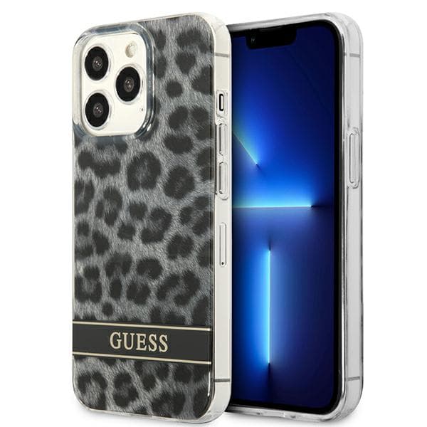 Guess Leopard-cover til iPhone 13 Pro / 13, grå/grå