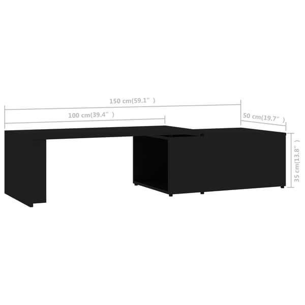 vidaXL sofabord, sort, 150x50x35 cm, spånplade