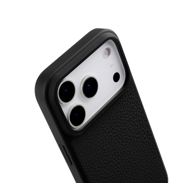 MELKCO iPhone 17 Pro-skal, läder, MagSafe-resistent, svart