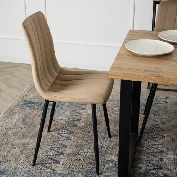 IBIS Beige Velour Moderne Loft Spisebordsstol med Polstring
