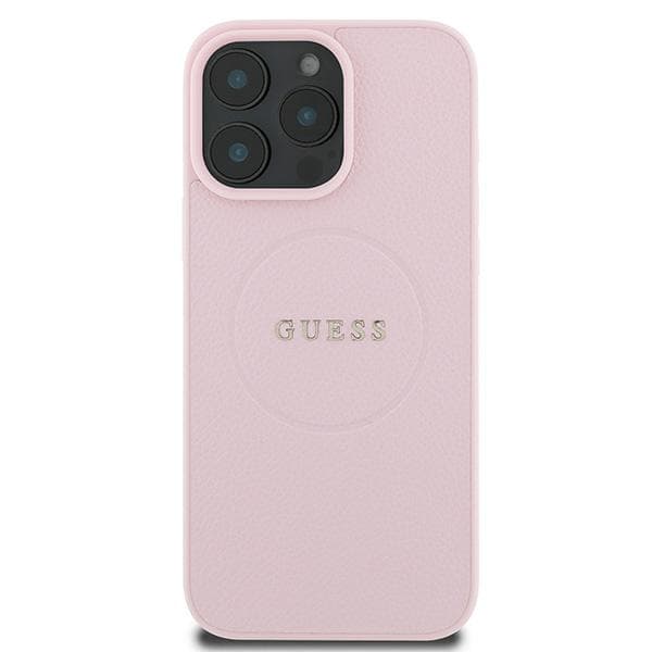 Guess Grained Ring MagSafe-etui til iPhone 15 Pro Max, lyserød
