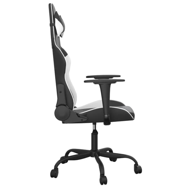 vidaXL massage-gamingstol, sort og hvid, kunstlæder
