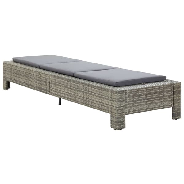 vidaXL liggestol med hynde, grå, polyrattan
