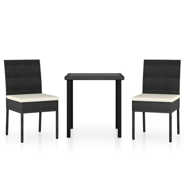 vidaXL havemøbelsæt i 3 dele i polyrattan, sort