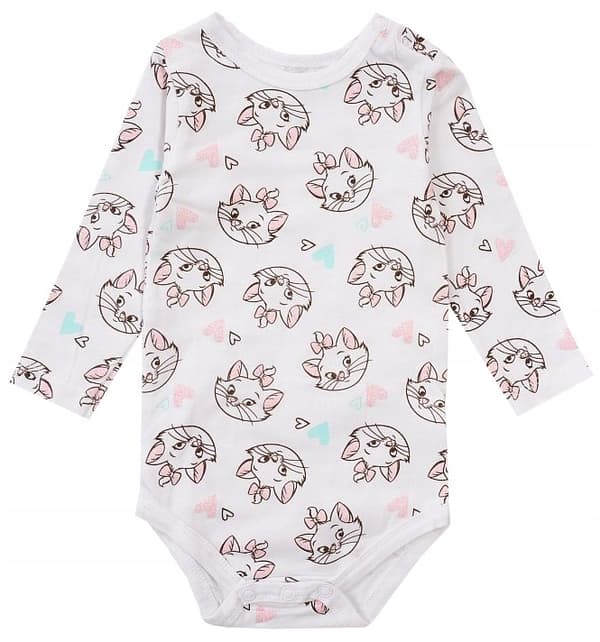 Babyflickbody i bomull långärmad katt 68 D091A