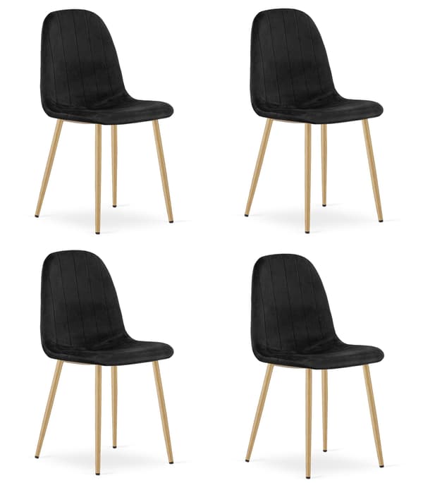 PADVA stol - sort fløjl / ben i egetræ x 4