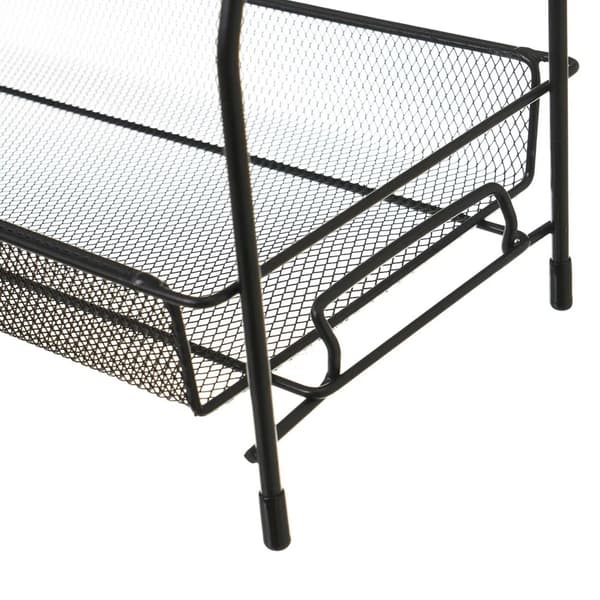 Sort metalhylde, 2 niveauer, 33 cm
