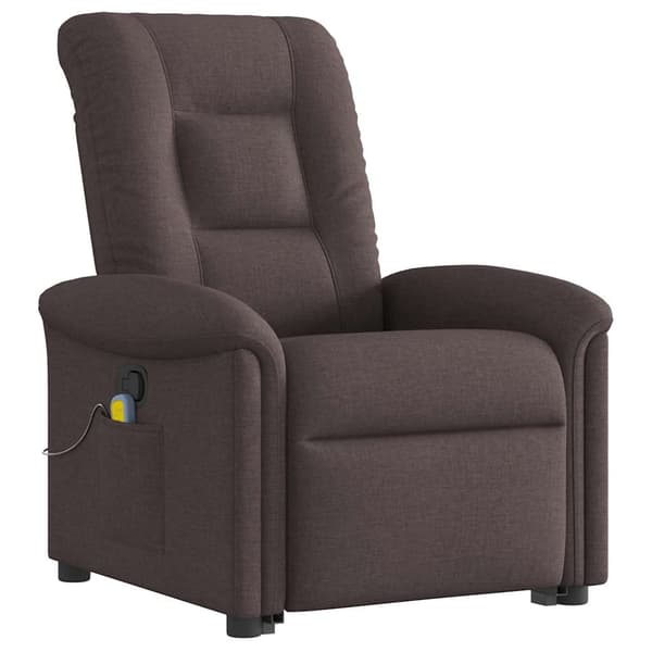 vidaXL Lyftbar massagefåtölj mörkbrunt tyg