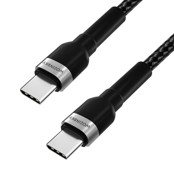 Flätad kabel USB-C - USB-C PD 65W 1m svart