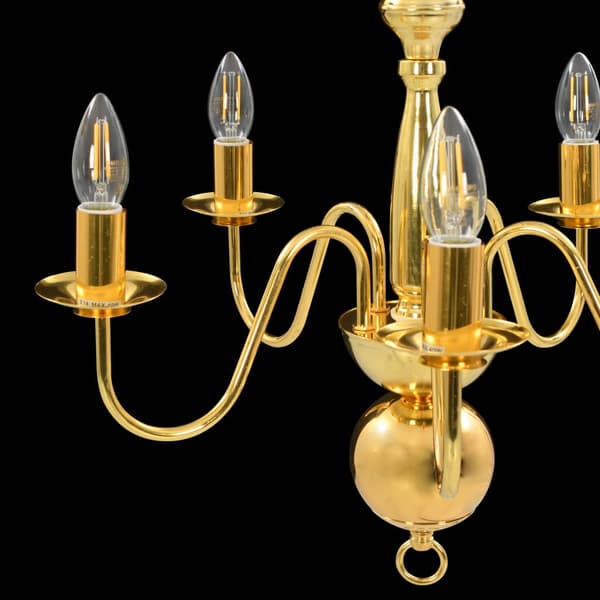vidaXL Ljuskrona, Guld, 5 E14-lampor