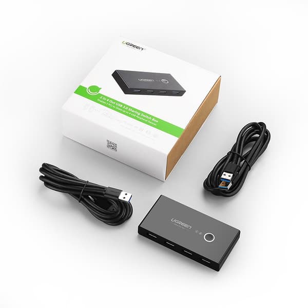 Switchbox HUB-switch 4x USB 3.2 Gen 1 USB-splitter för två datorer - svart