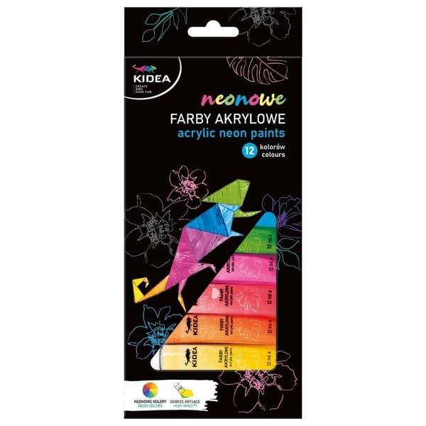 Neon akrylfärger 12x12ml KIDEA