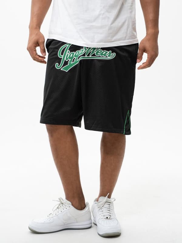 Jigga Wear Baseball Shorts Sort/Grøn Small