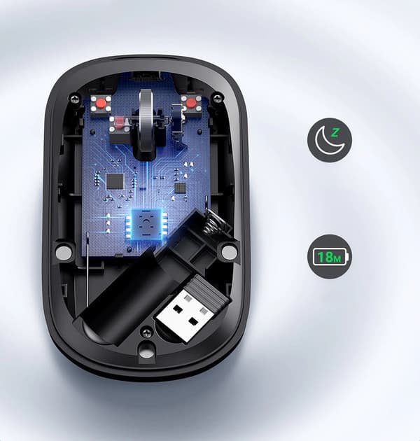 Praktisk trådløs mus til computer, USB, grøn