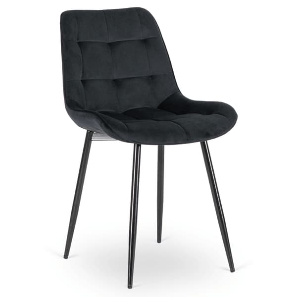 CHRIS Polstret Spisestol Sort Velour Moderne Loft