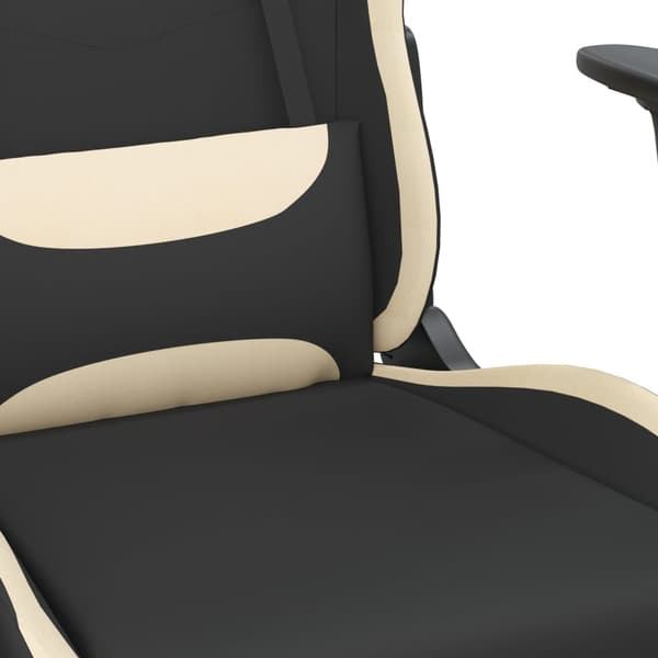 vidaXL Gamingstol med Massage, Sort og Creme, Stof