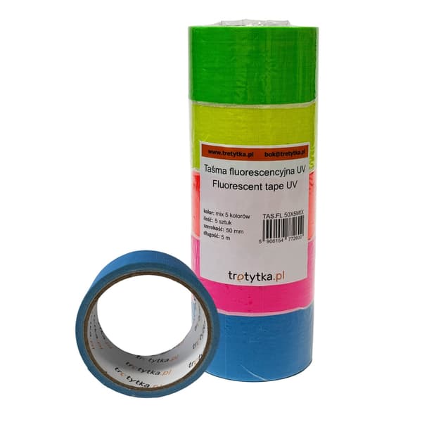 UV-fluorescerende tape, 50 mm x 5 m, blå