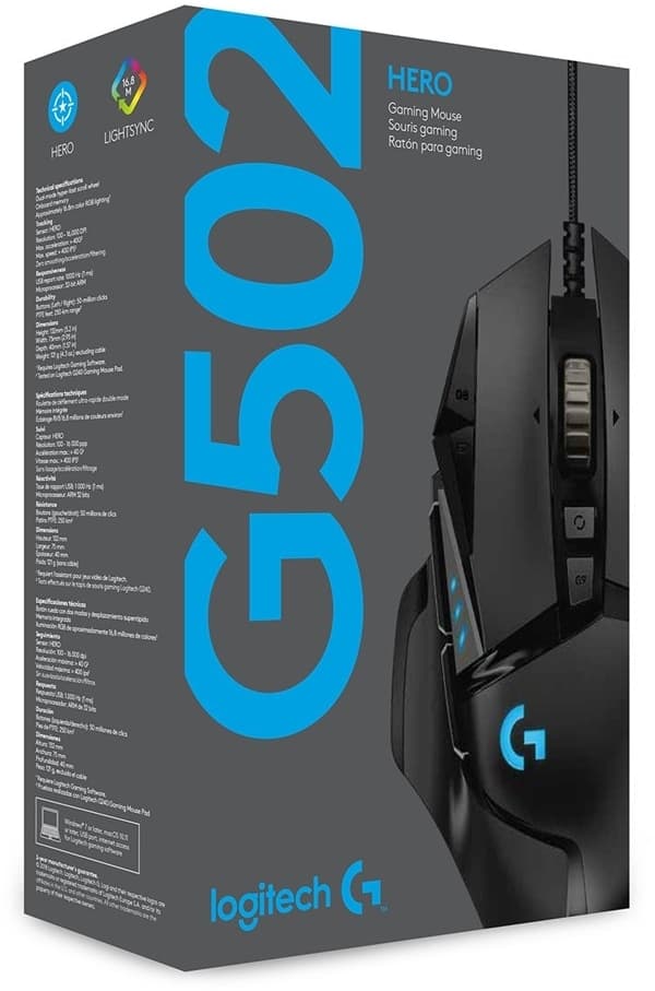 Logitech G502 Gaming Hero USB RGB Mus Sort (910-005471)