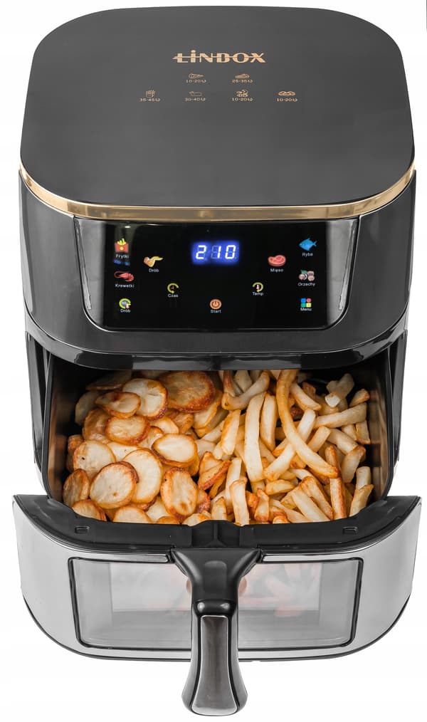 FEDTFRI AIR FRYER LINBOX INOX SORT POLERET MENU
