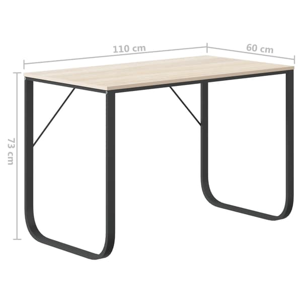 vidaXL computerbord, sort og eg, 110x60x73 cm, spånplade