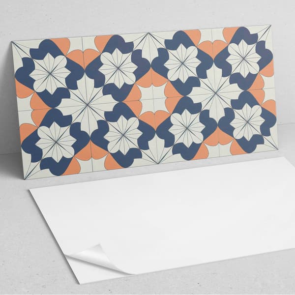 Selvklæbende vinyltrykt panel 100x50 cm geometrisk blomstermønster