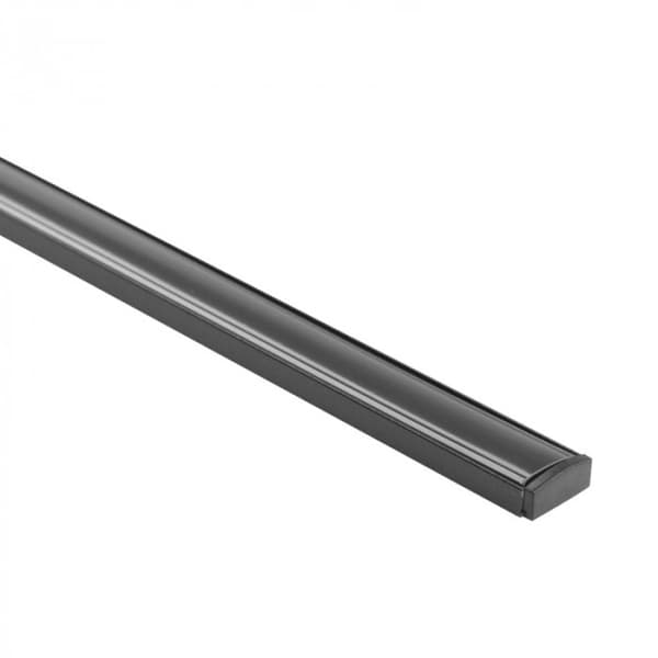 Profil til LED-strimler, overflademonteret, sort + sort afdækning, endekappe, 1 m Ecolight