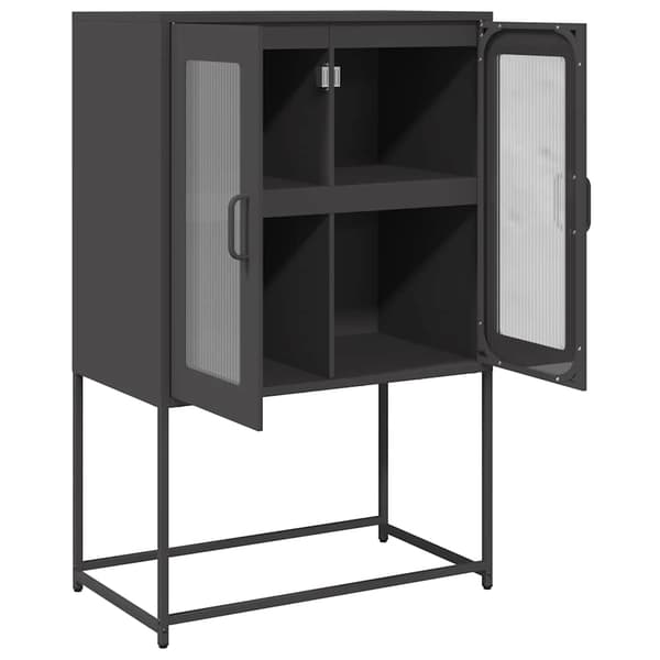 vidaXL høj kommode sort 68x39x107 cm stål