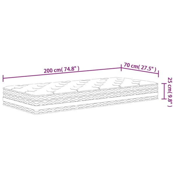 vidaXL Pocketresårmadrass, Mediumfasthet, 70x200 cm