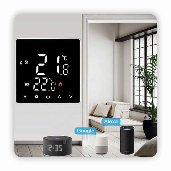 Zigbee Tuya 16A STD musta huonetermostaatti