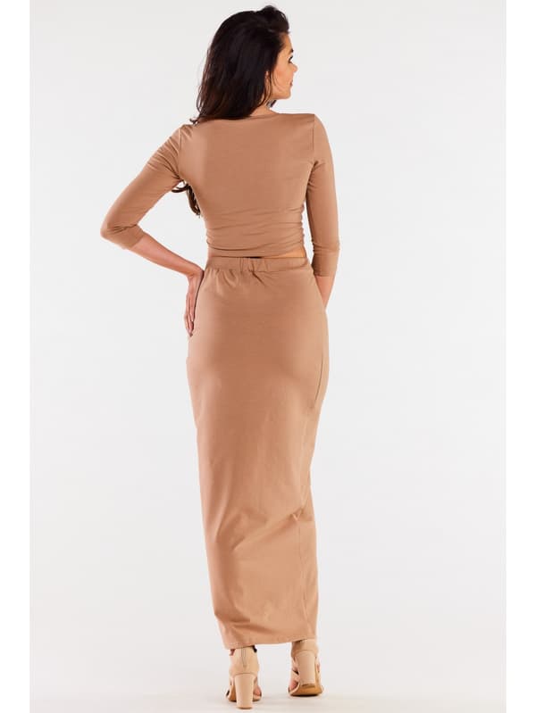 Bomullsmaxikjol, beige XL