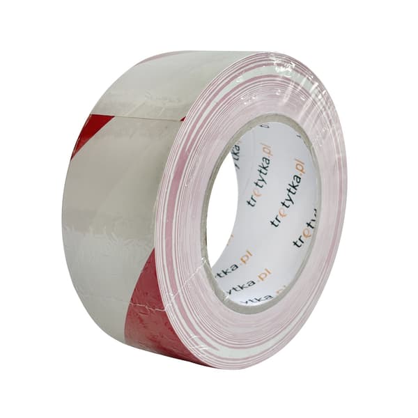 PVC-varoitusteippi, itseliimautuva, 48 mm x 50 m, punainen/valkoinen