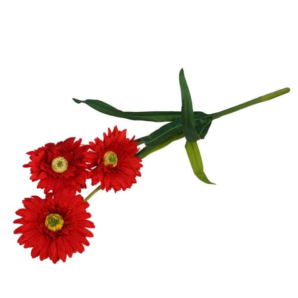 Kunstig rød gerbera 3 grene - Højtkalitets dekoration 55 cm